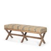 Solis 50L x 16W Brown Base Upholstered Beige/Black Stripe Seat Accent Bench, Benche by Mercana, 50" length x 15.75" width x 18.75" height thumbnail 1