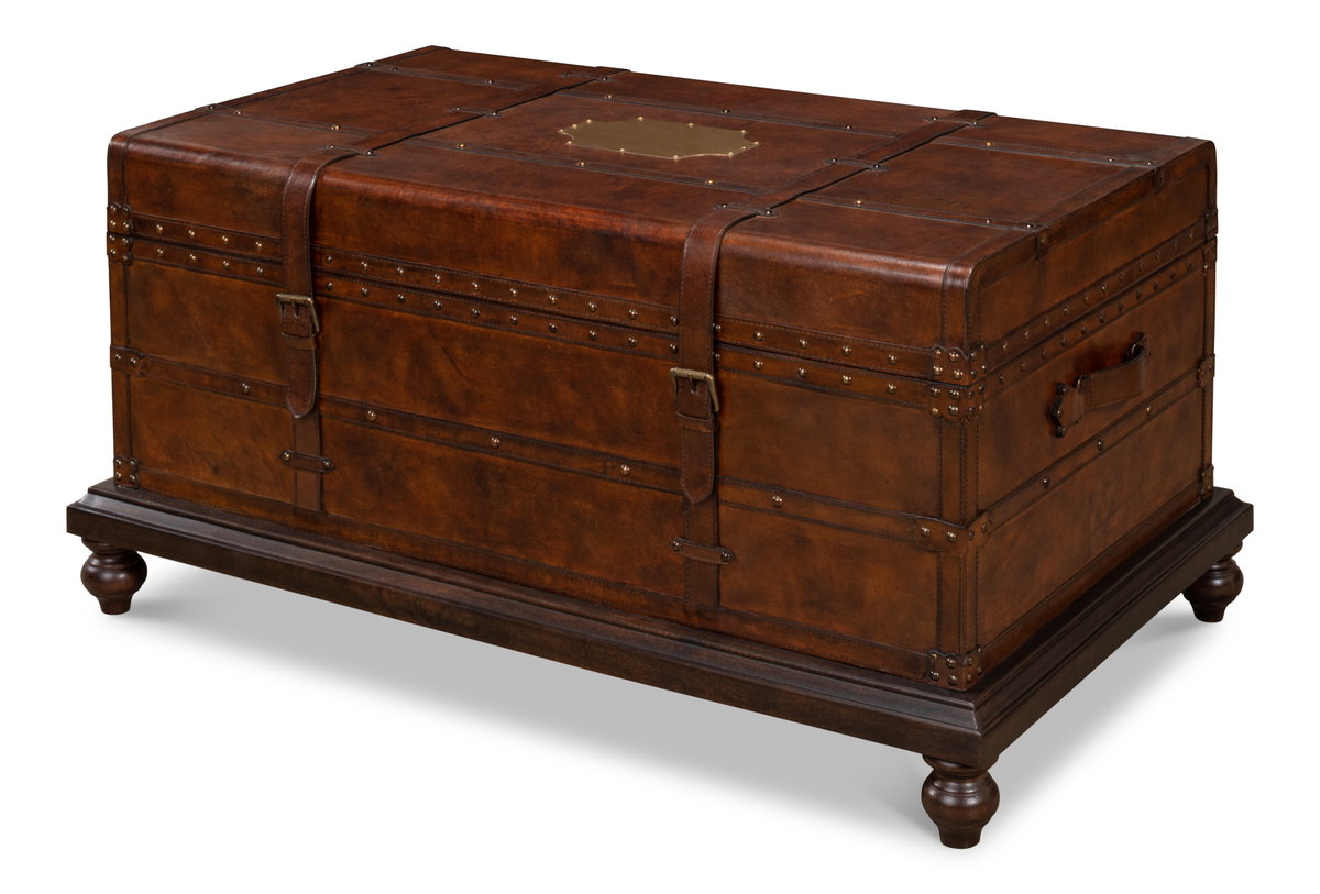 Laramie Trunk Coffee Table, by Sarreid, 2'2" length x 3'7" width x 1'8" height View 1