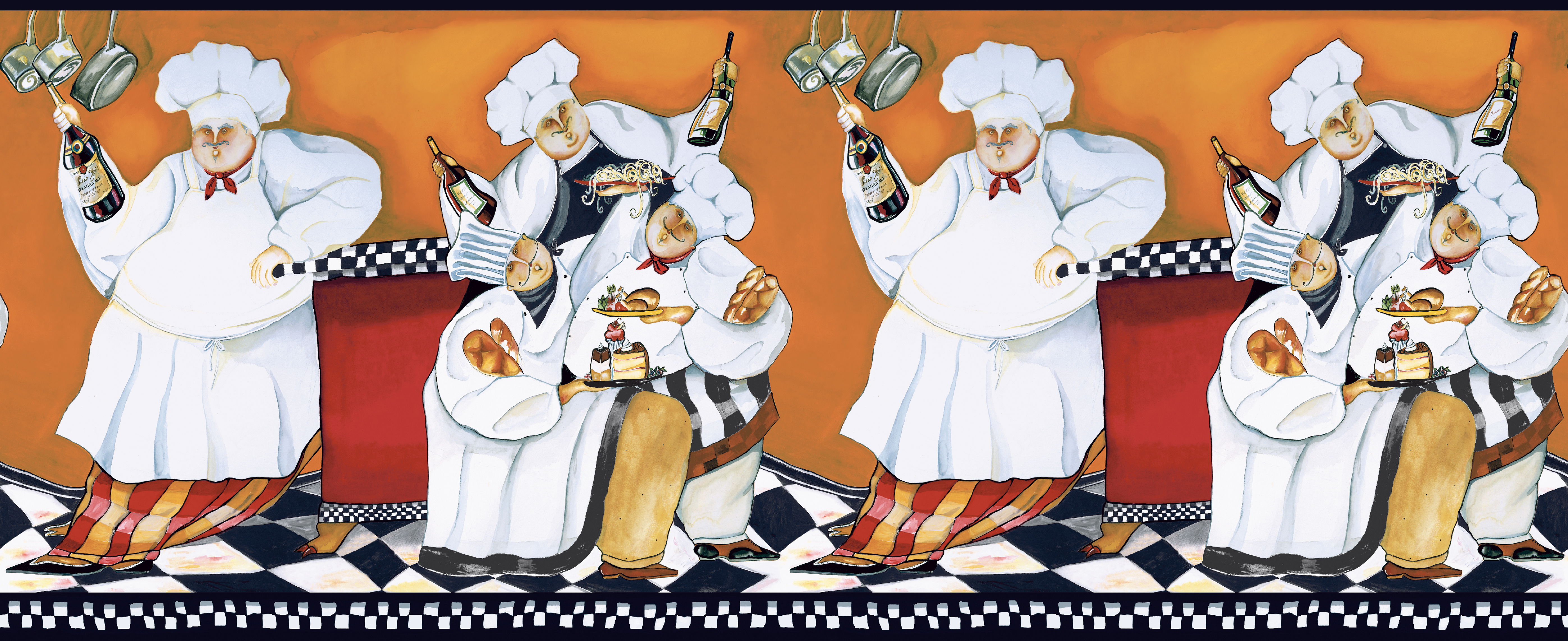 Chef's a Cookin Orange & Black Border large image 