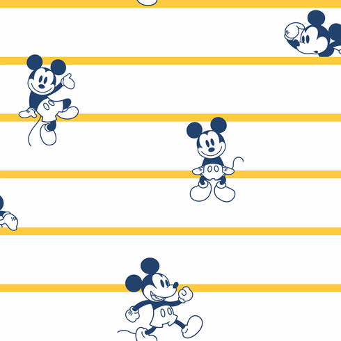 Disney Mickey Mouse Stripe Yellow Wallpaper