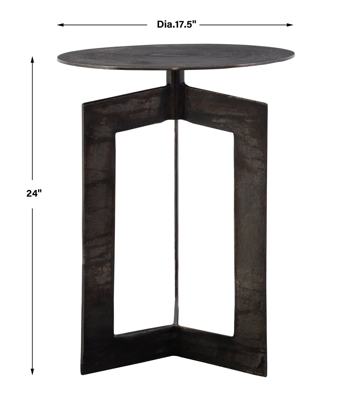 Deltoid Gunmetal Accent Table, Side & End Table by Uttermost, 17.5" width x 24" height x 17.5" depth View 3