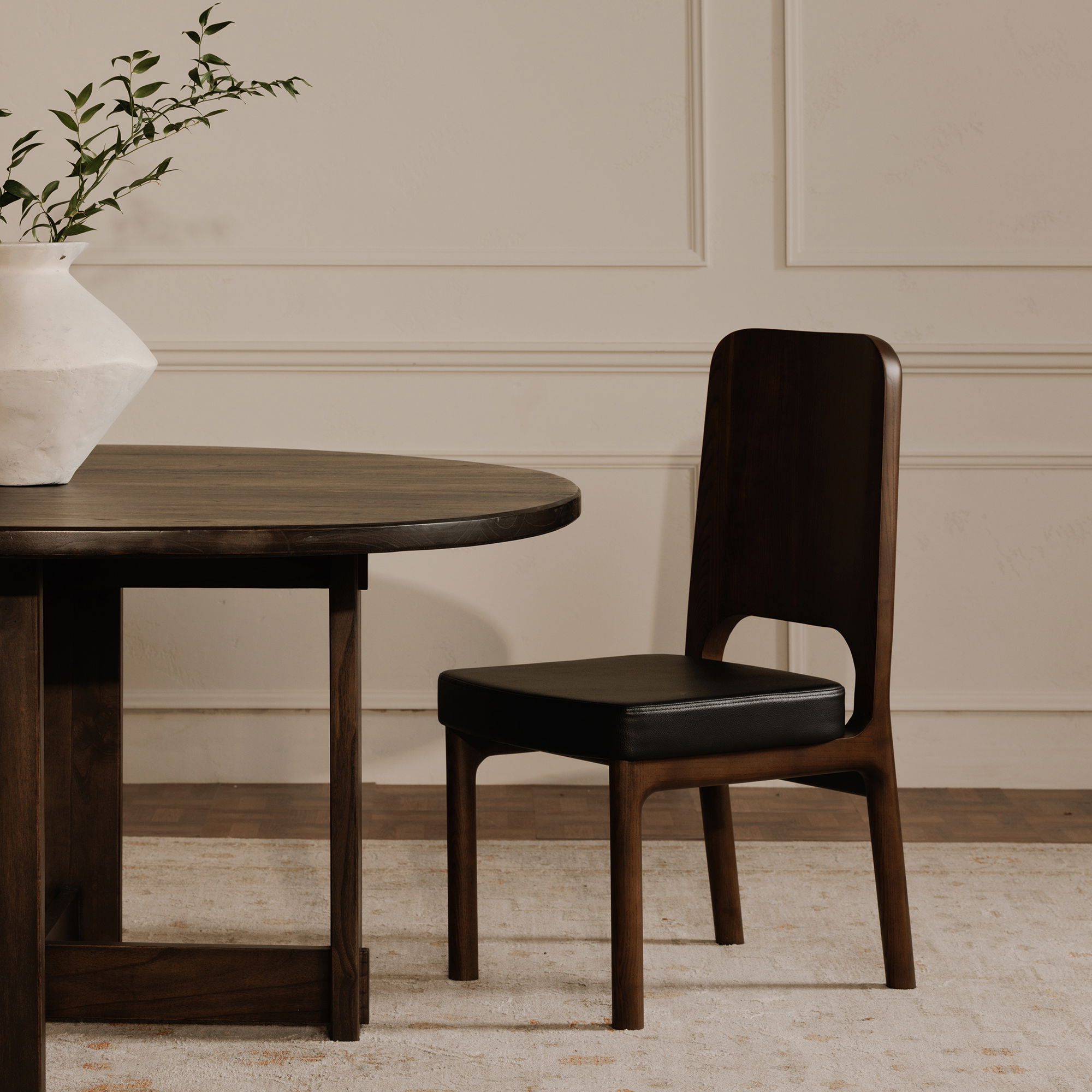 Kerr Dining Chair Walnut Stained Black Vegan Leather-set Of Two large image 