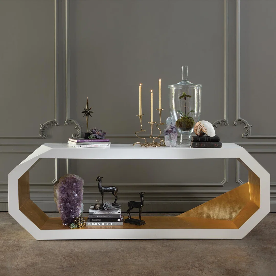 Facet Console-Gold Leaf, Console Table by Global Views, 90" width x 36" height x 22" depth View 5