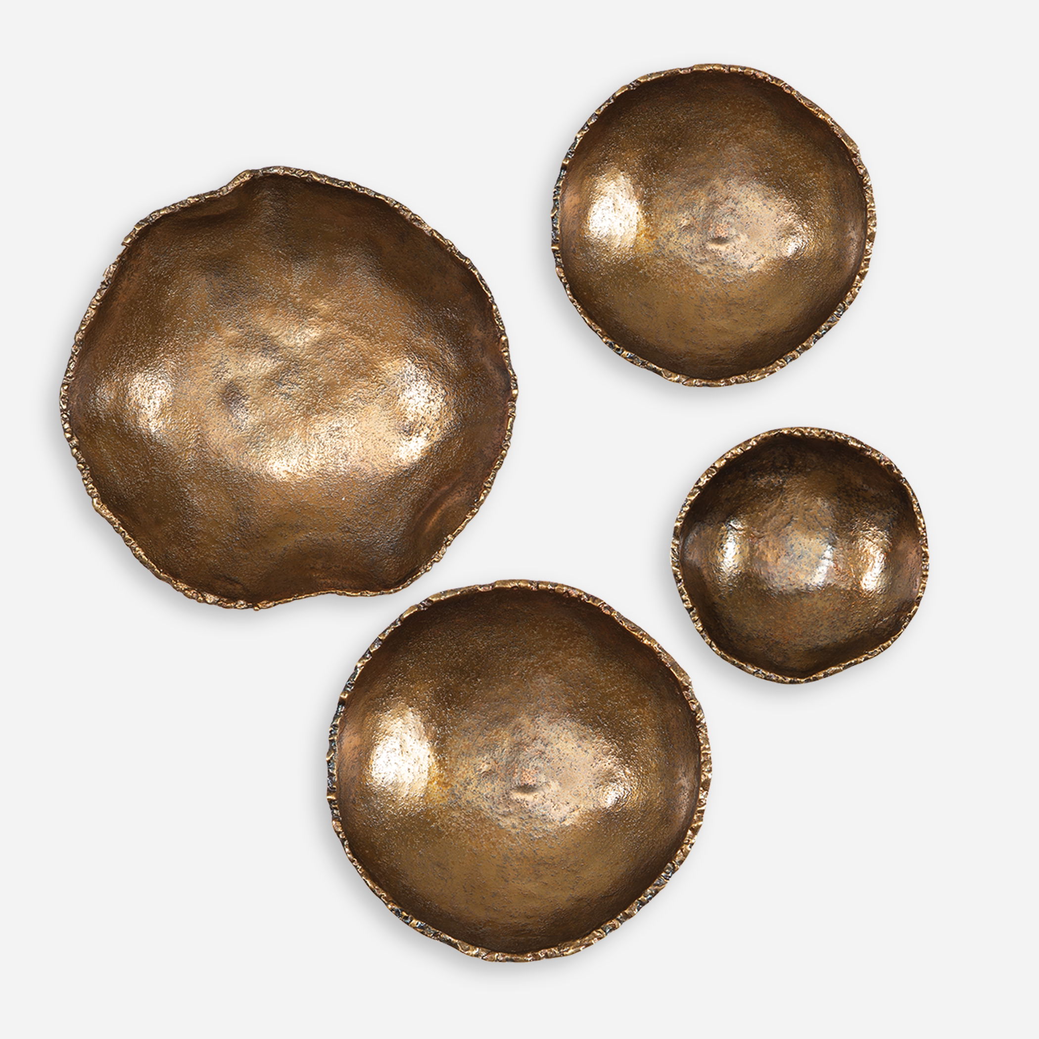 Lucky Coins Brass Wall Bowls, S/4 large image 