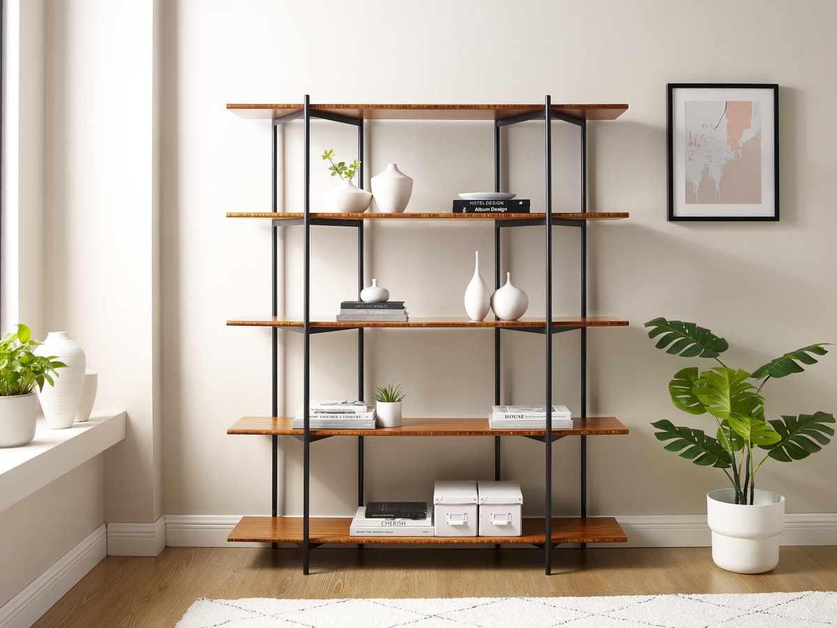 Studio Plus Metal Shelf, Amber, Shelving & Bookcase by Greenington, 13.5" length x 55" width x 66" height View 7