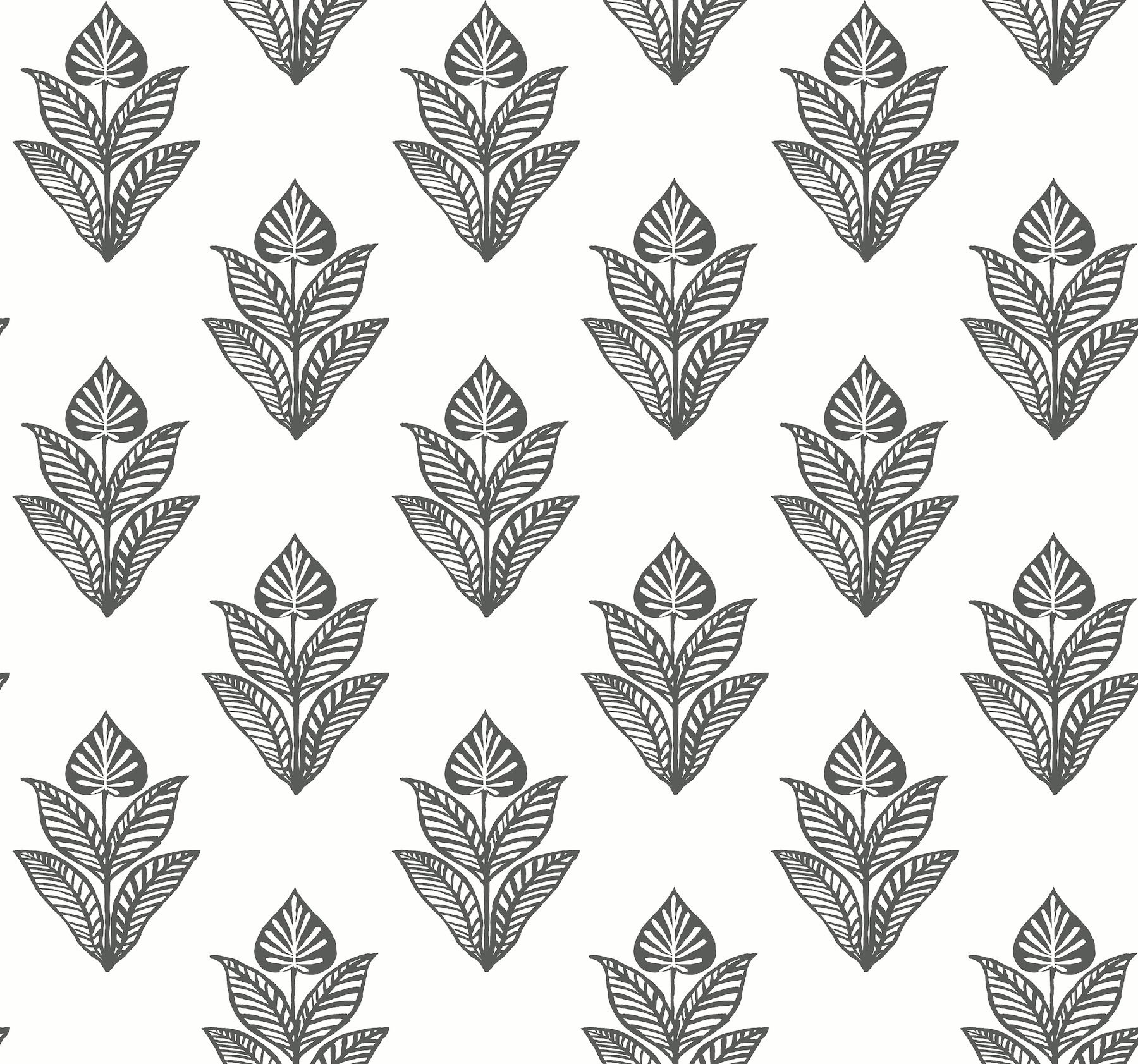 Lotus Motif Black & White Wallpaper large image 
