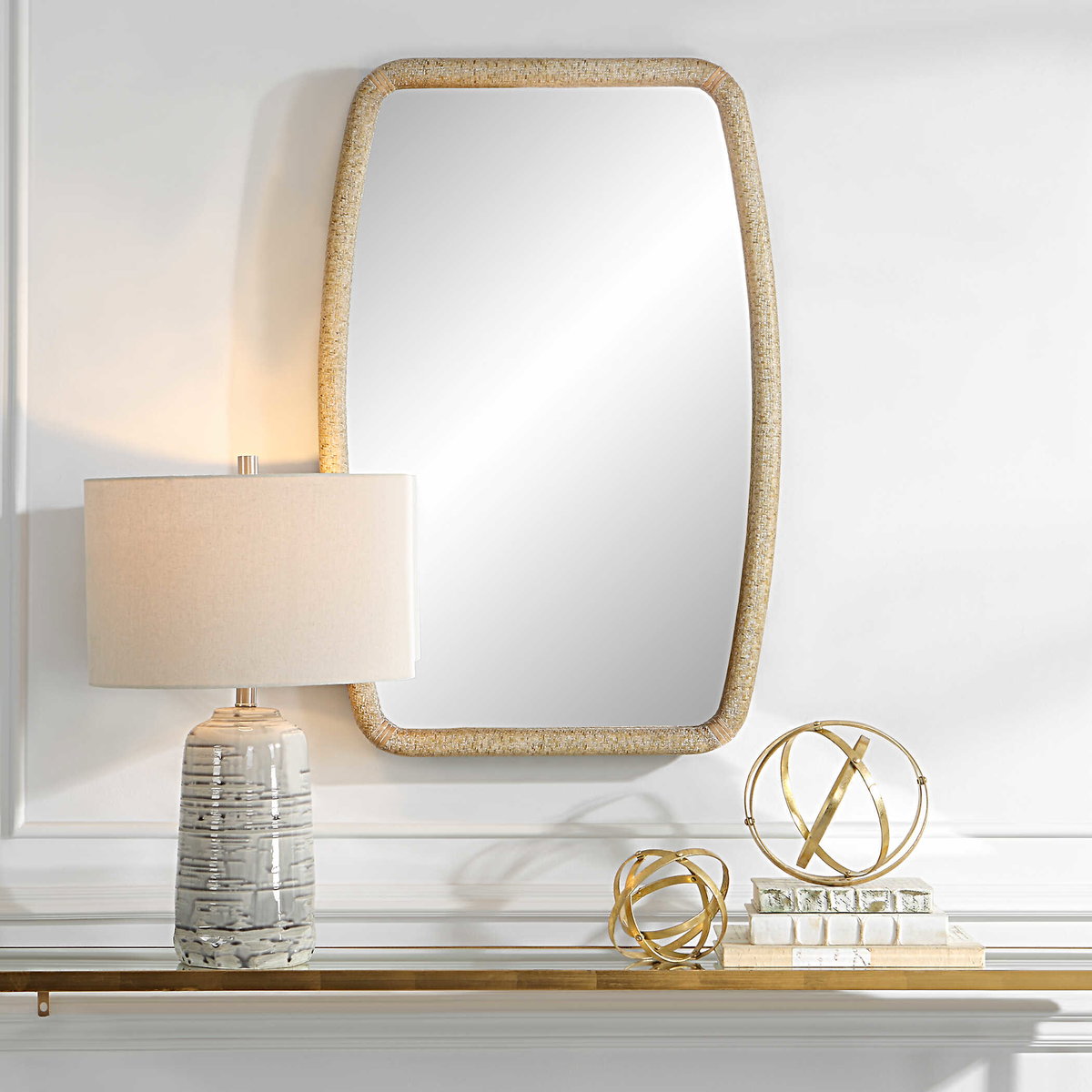 Tiki Rattan Mirror, by Uttermost, 23.75" width x 36.25" height x 1.75" depth View 7