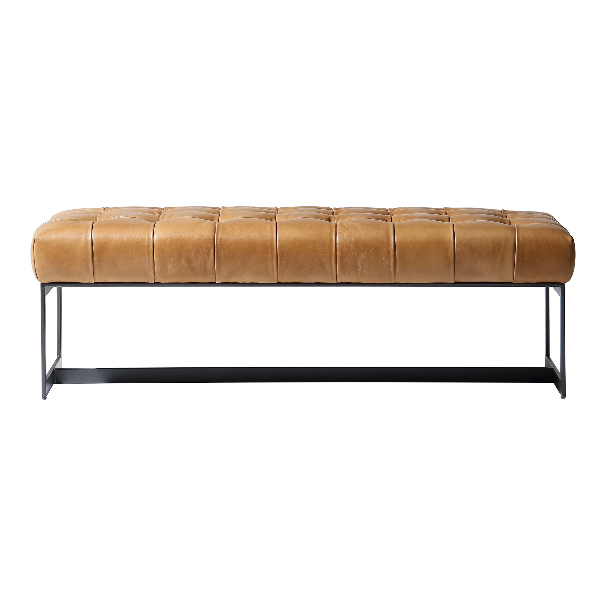 Wyatt Leather Bench, Benche by Moe's Home, 54" width x 17" height x 24.5" depth View 1