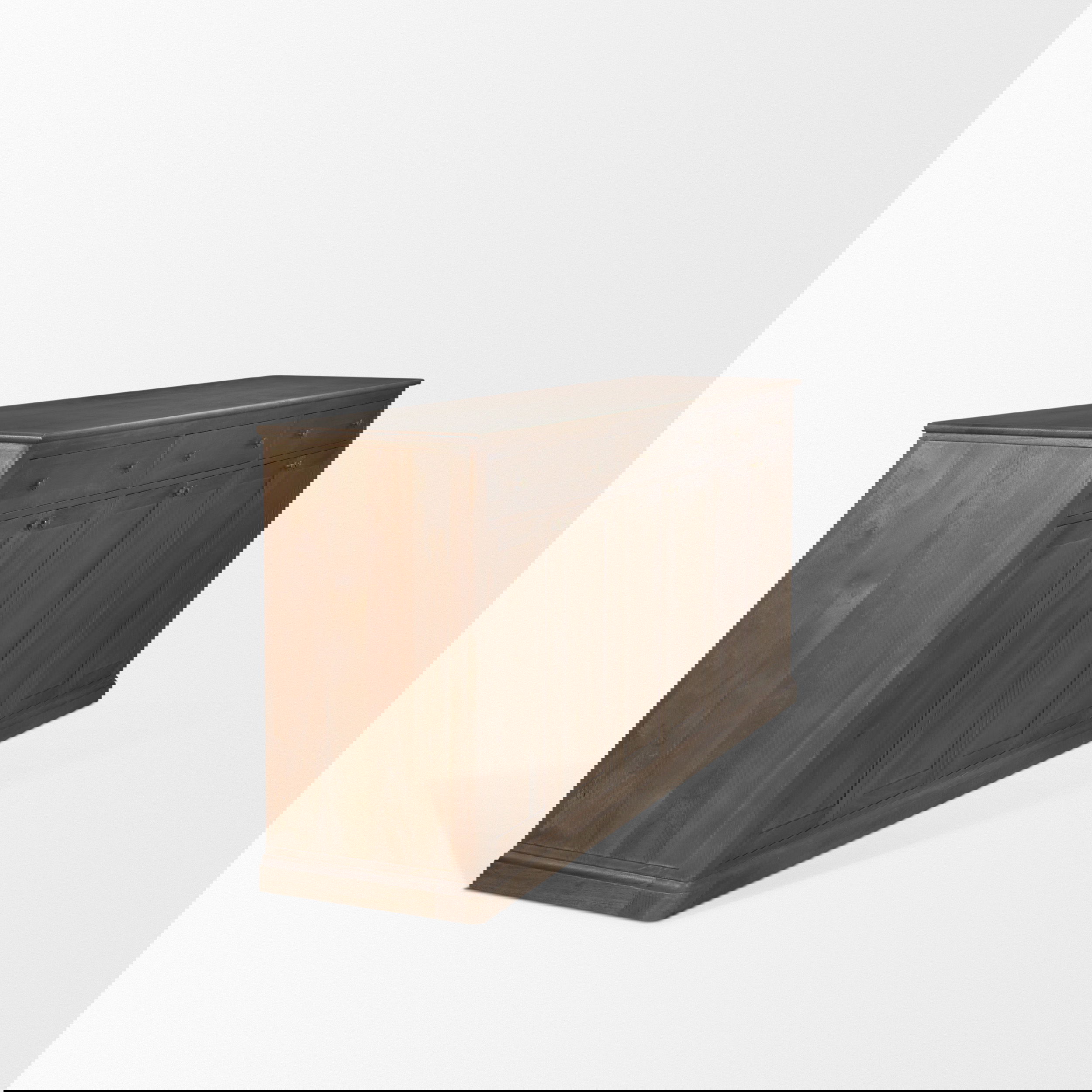 Baron Dark Brown Solid Wood with Antiqued Aged Brass Knobs 3-Drawer 6-Door Sideboard, Sideboards & Buffet by Mercana, 81.75" length x 19" width x 36" height View 7