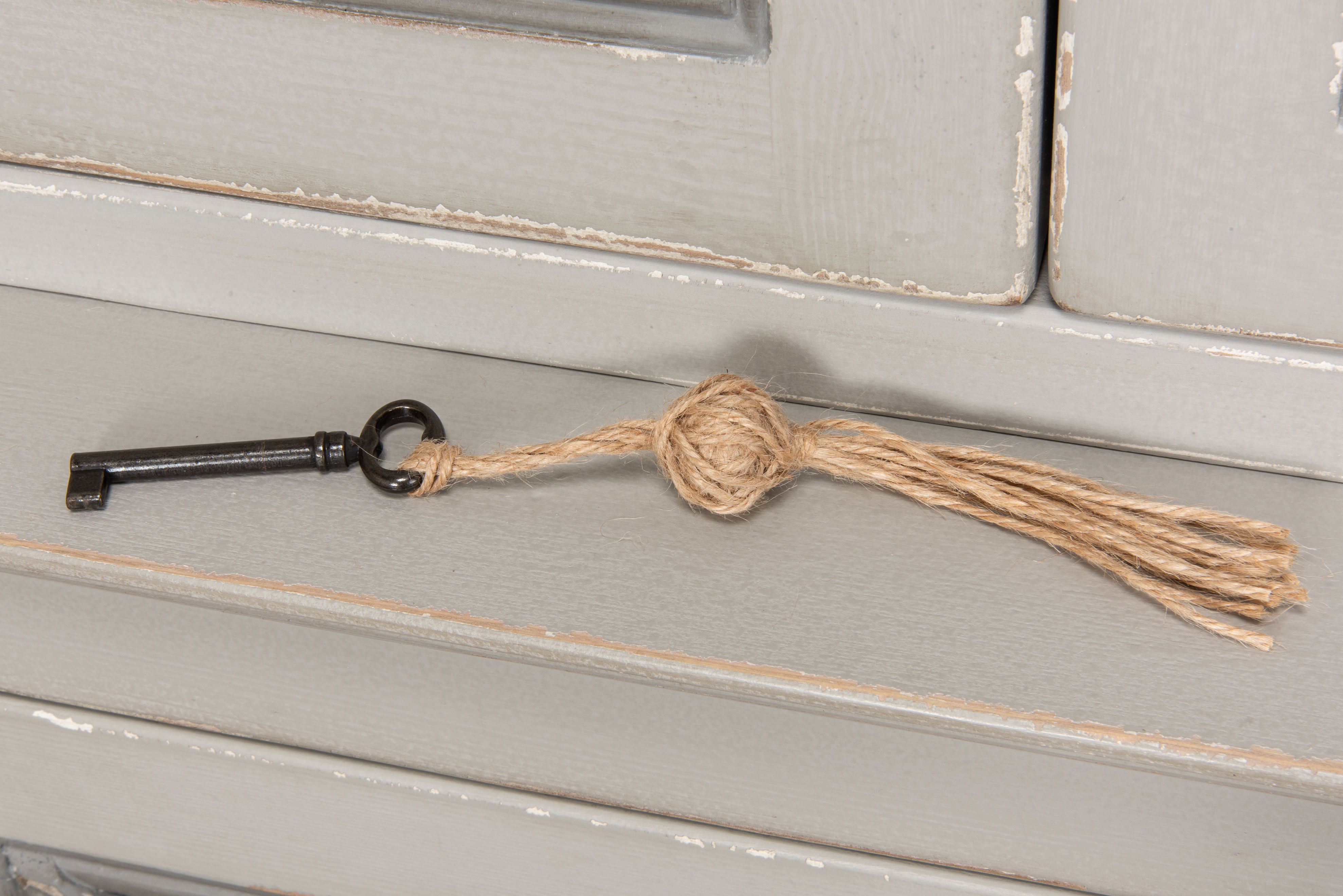 *Painted Directoire Style Cupboard, Shelving & Bookcase by Sarreid, 54" length x 17" width x 89" height View 6
