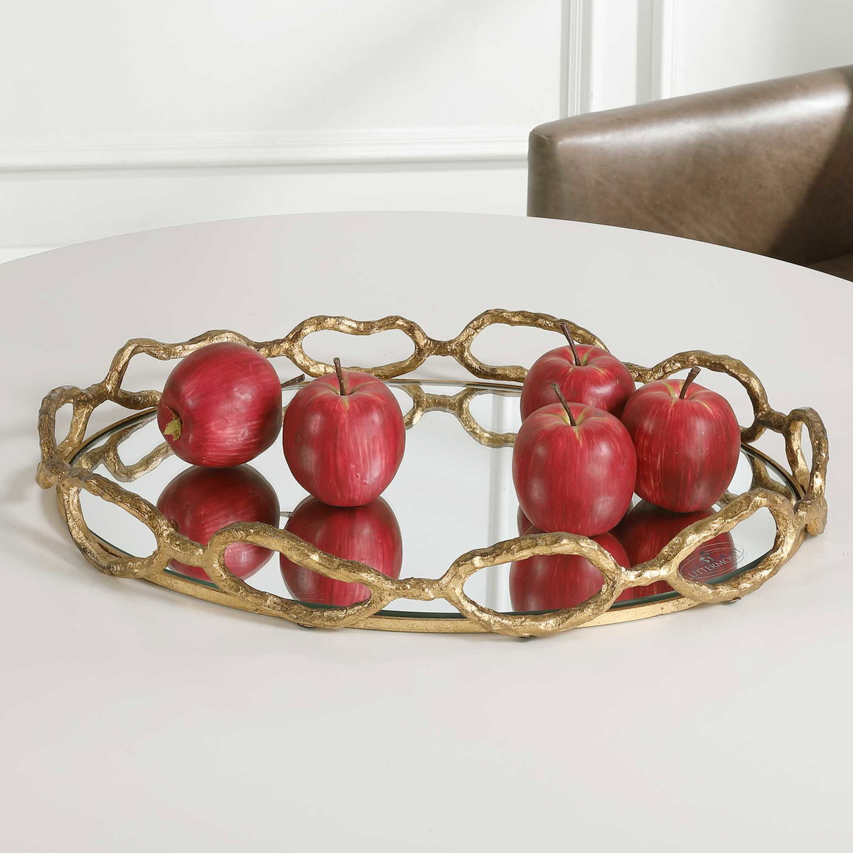 Cable Chain Mirrored Tray, Decorative Tray by Uttermost, 18.62" width x 2.37" height x 12.87" depth View 3
