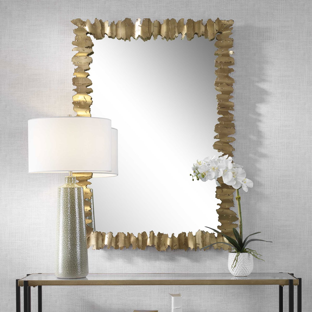 Lev Antique Gold Mirror, by Uttermost, 34" width x 48.5" height x 2" depth View 4