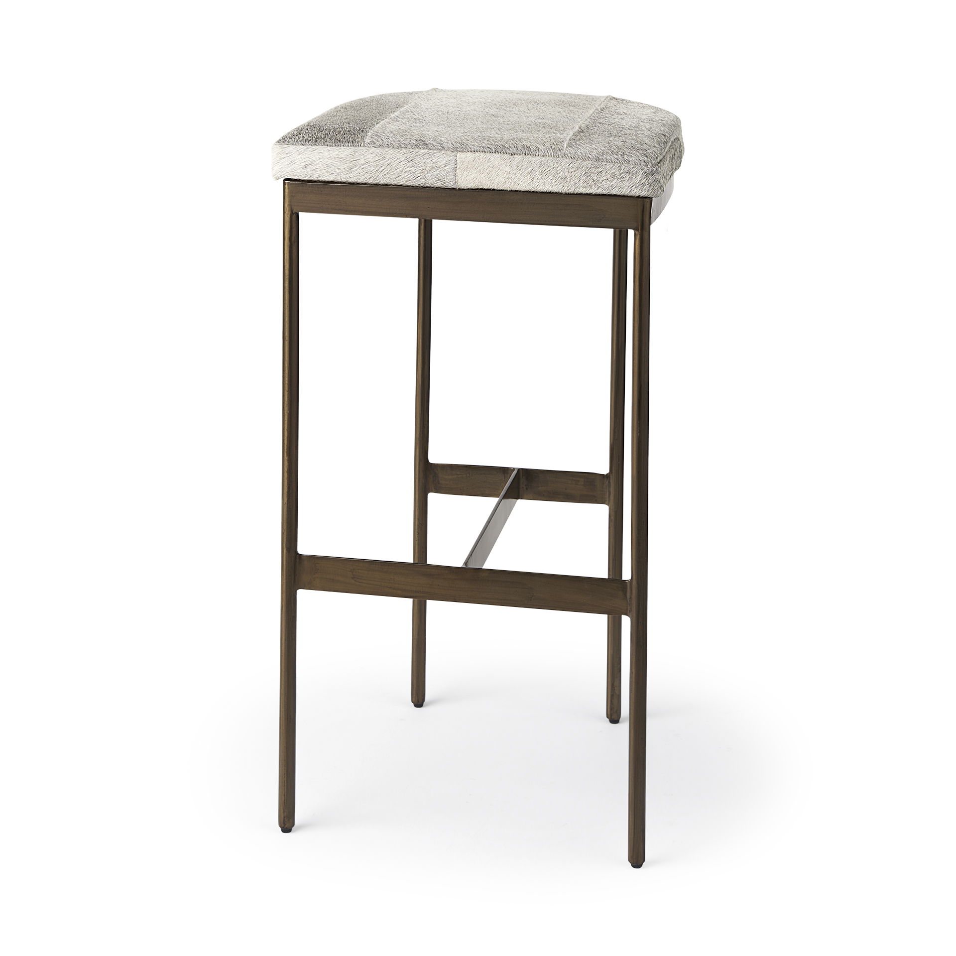 Millie 16.75 X 17.75 X 30 Hair-on-hide Seat with Gold Frame Bar Stool large image 