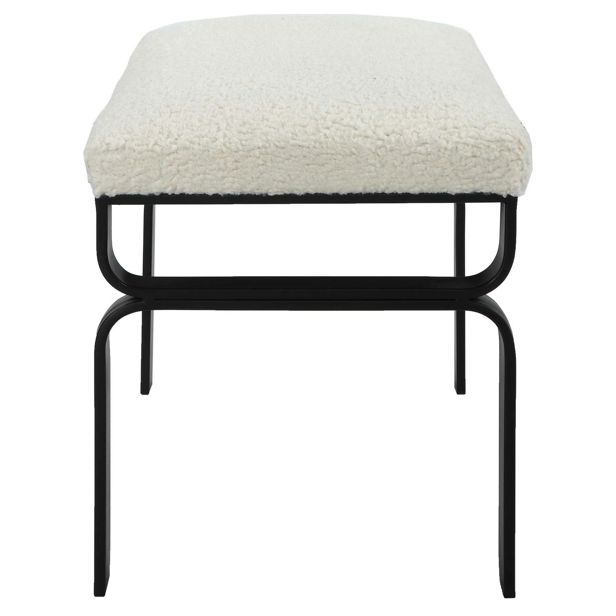 Diverge White Shearling Small Bench, Benche by Uttermost, 22.75" width x 18.75" height x 15.12" depth View 6