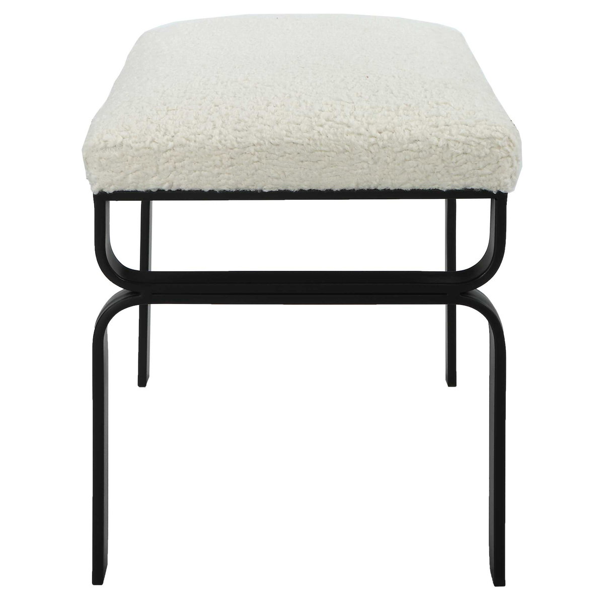Diverge White Shearling Small Bench, Benche by Uttermost, 22.75" width x 18.75" height x 15.12" depth View 6