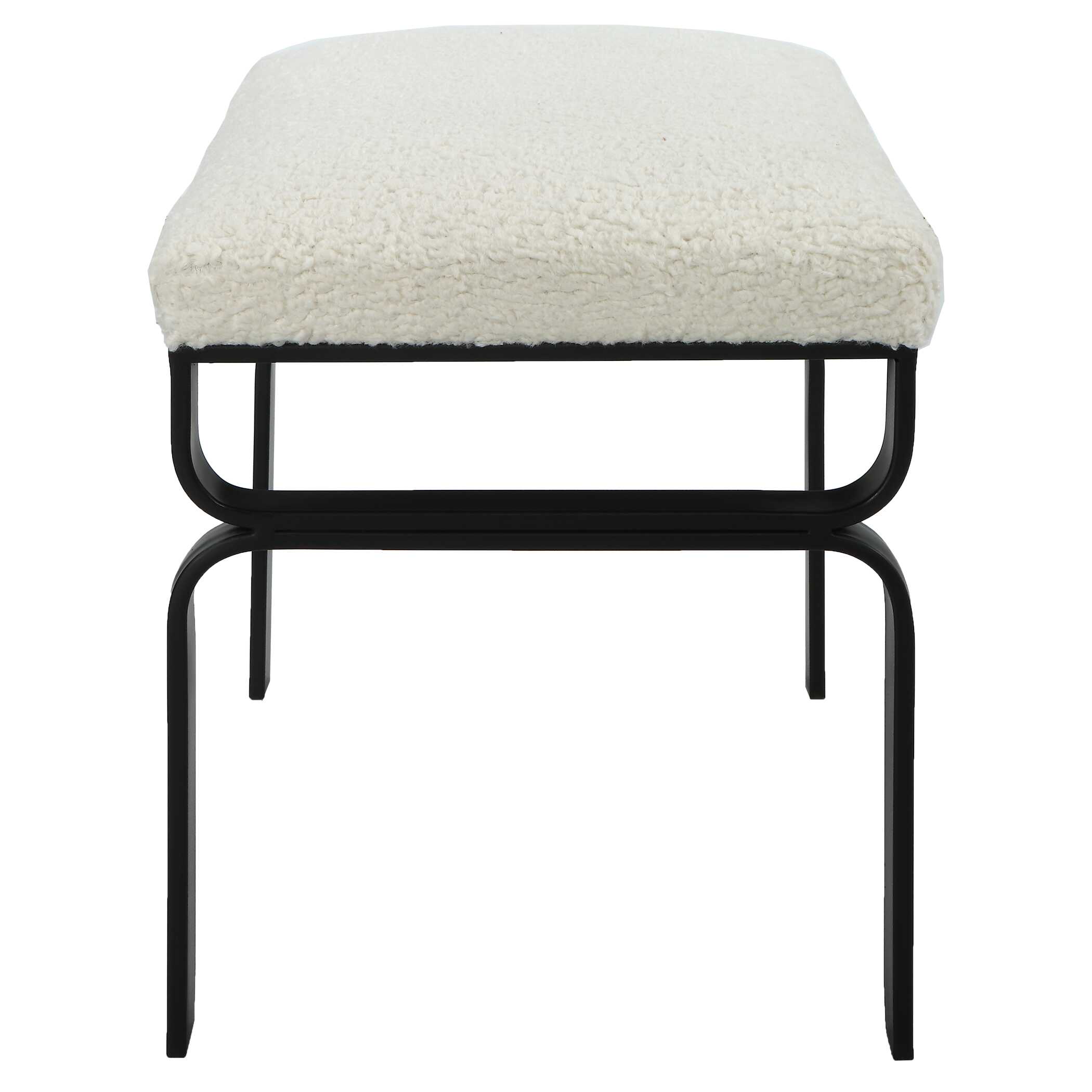 Diverge White Shearling Small Bench, Furniture by Uttermost, 22.75" width x 18.75" height x 15.12" depth View 6