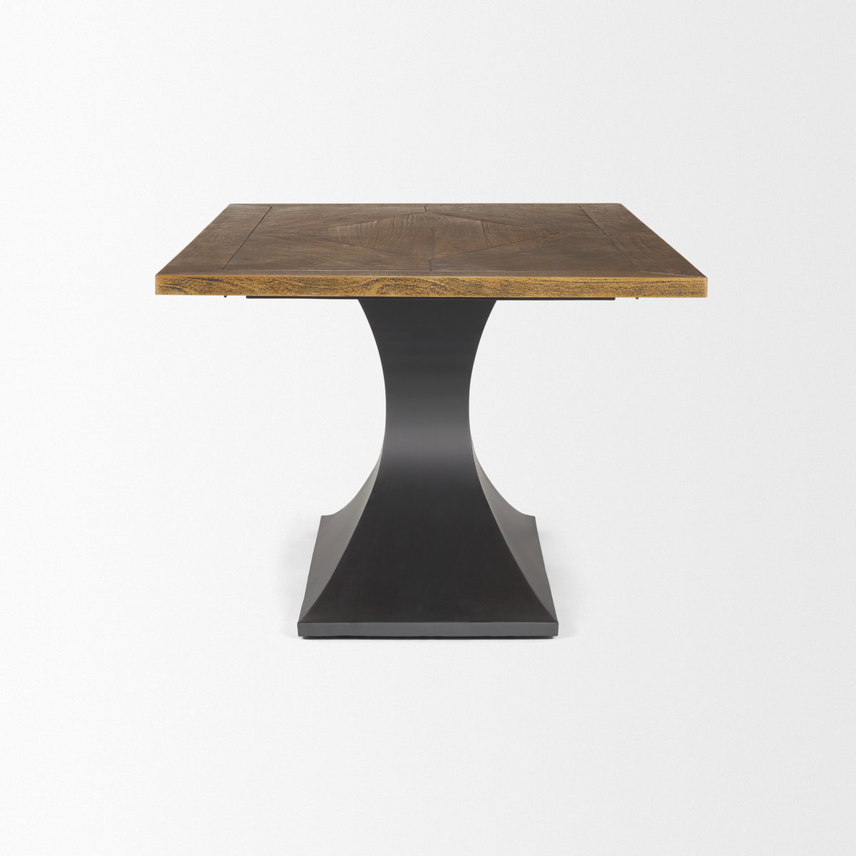 Maxton 79'L x 39'W Rectangular Pedestal Dining Table | Brown Wood & Gunmetal Metal | Seats 6, by Mercana, 79" length x 39" width x 30" height View 5