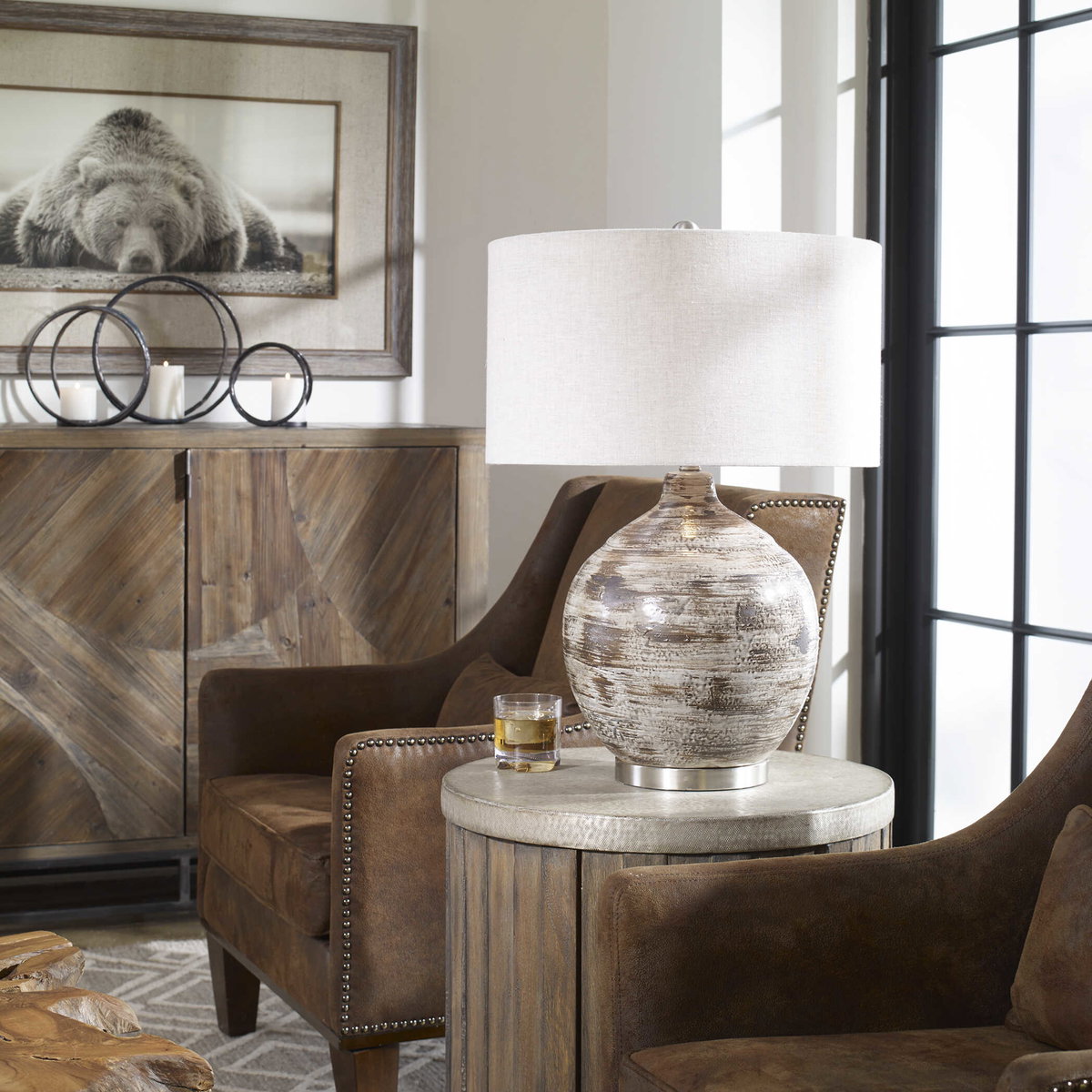 Tamula Distressed Ivory Table Lamp, by Uttermost, 19" width x 27" height x 19" depth View 5