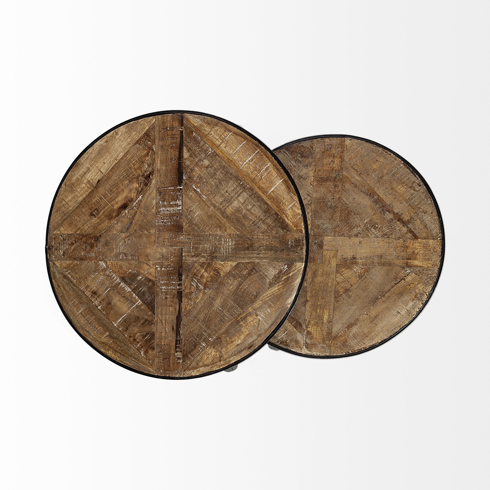 Clapp III (Set of 2) 20L x 20W Brown Round Wood Top with Black Metal Frame Nesting Accent Tables large image 