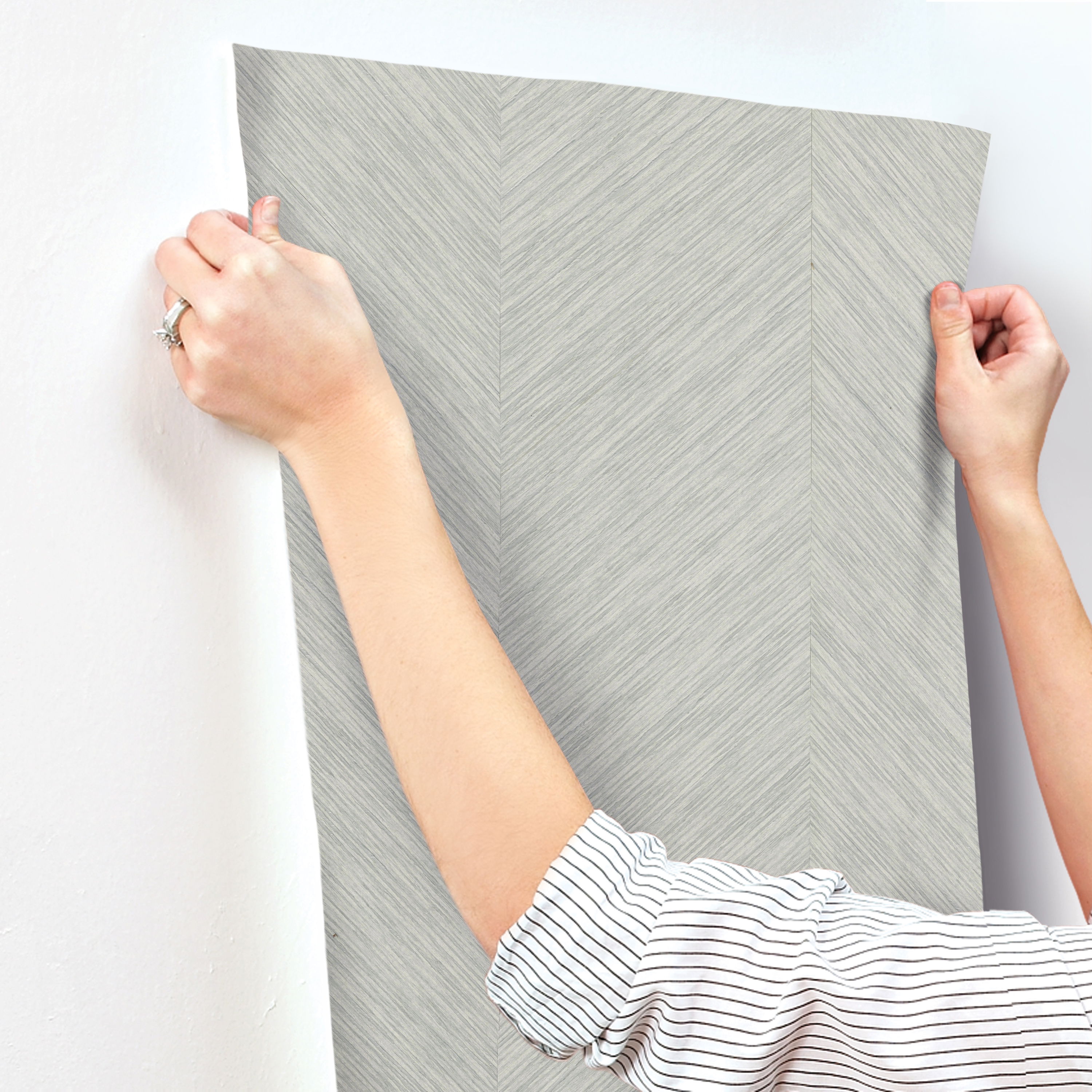 Chevron Grey Metallic Wallpaper large image 