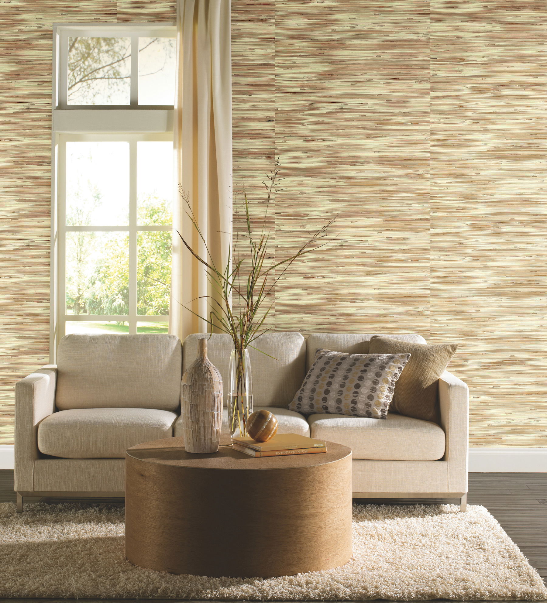 River Grass Beige Wallpaper, by York Wall, 24' length x 3' width x 0.02" depth View 2
