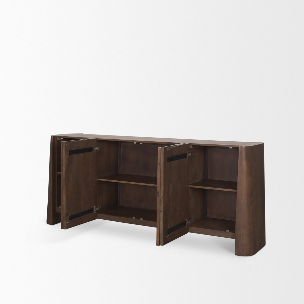 Tammar Brown Wood 4-Door Sideboard, Sideboards & Buffet by Mercana, 81" length x 18.75" width x 33" height View 9