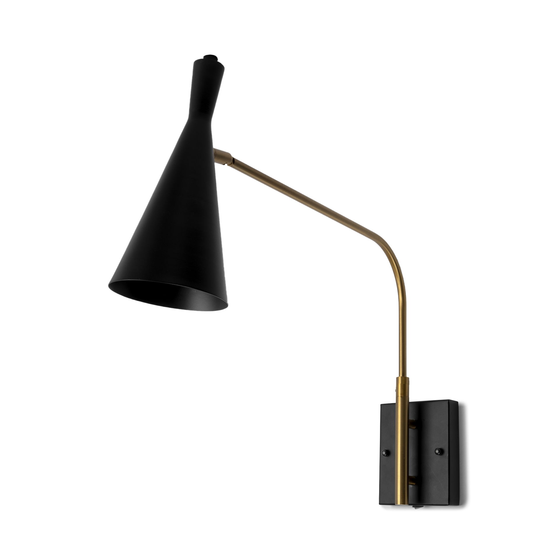 Tremont I 23'L x 5.25'W x 17.5'H Black/Gold Metal Conical Shade Wall Sconce, by Mercana, 23" length x 5.25" width x 17.5" height View 1