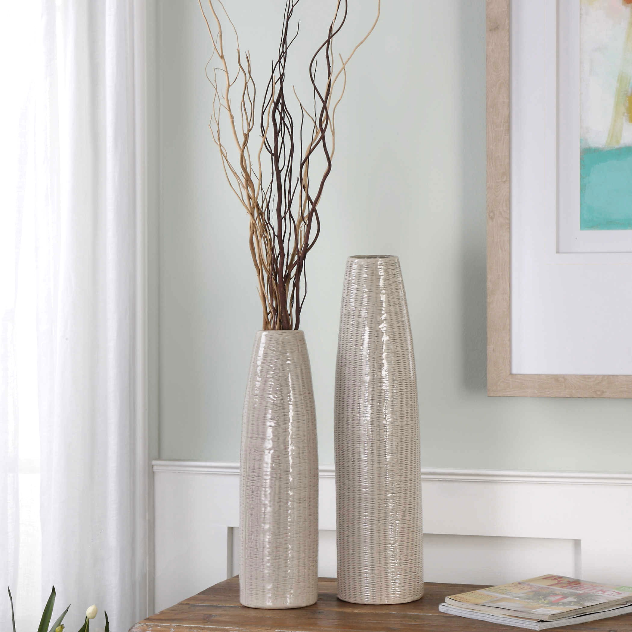 Sara Textured Ceramic Vases S/2 large image 