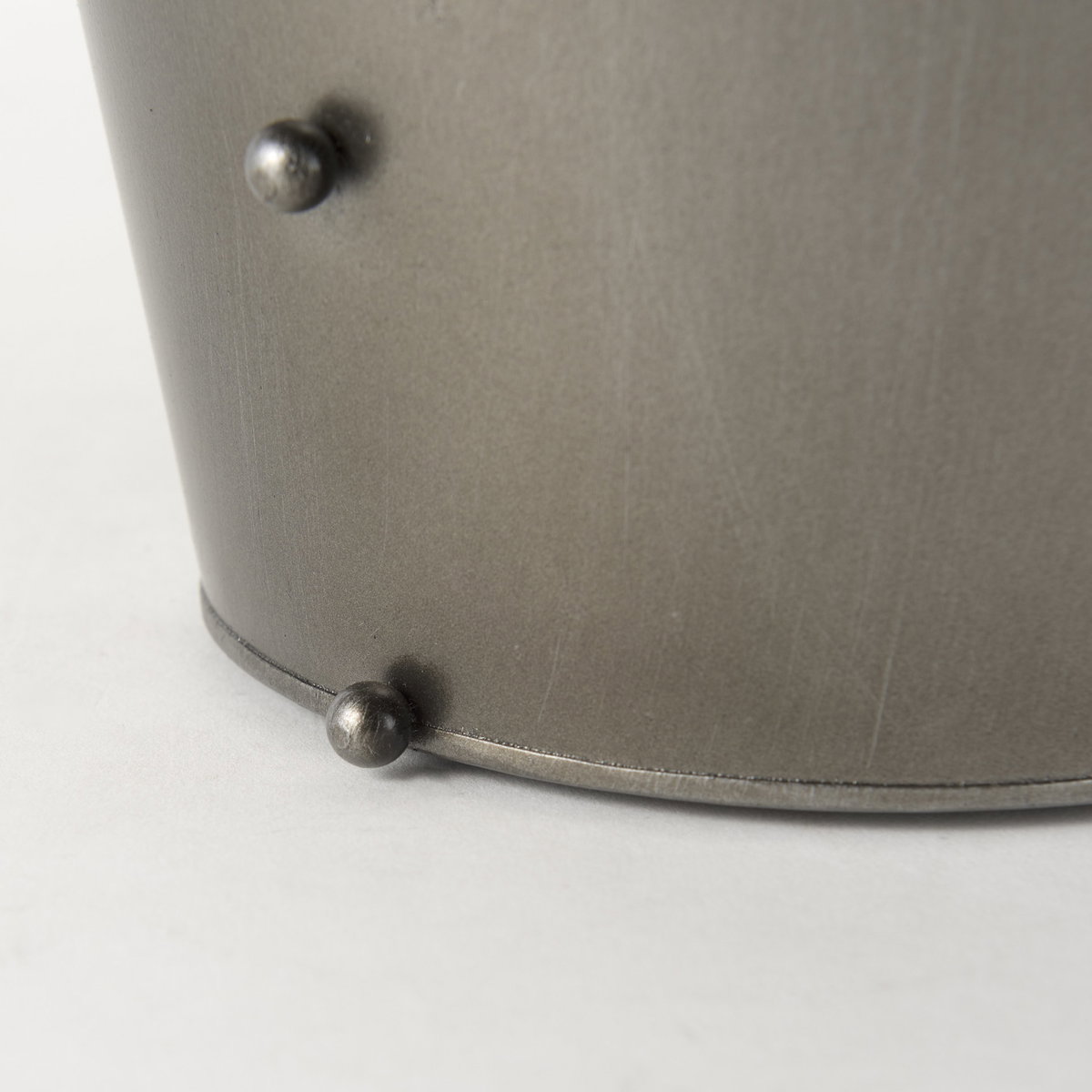 Elio 12.2H Large Gun Metal Gray Metal with Studs Vase, by Mercana, 9.84" length x 9.84" width x 12.2" height View 9