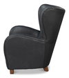 Lombard Wing Chair,Santoni Black Leather, Seating by Sarreid, 34" length x 36" width x 40" height thumbnail 9