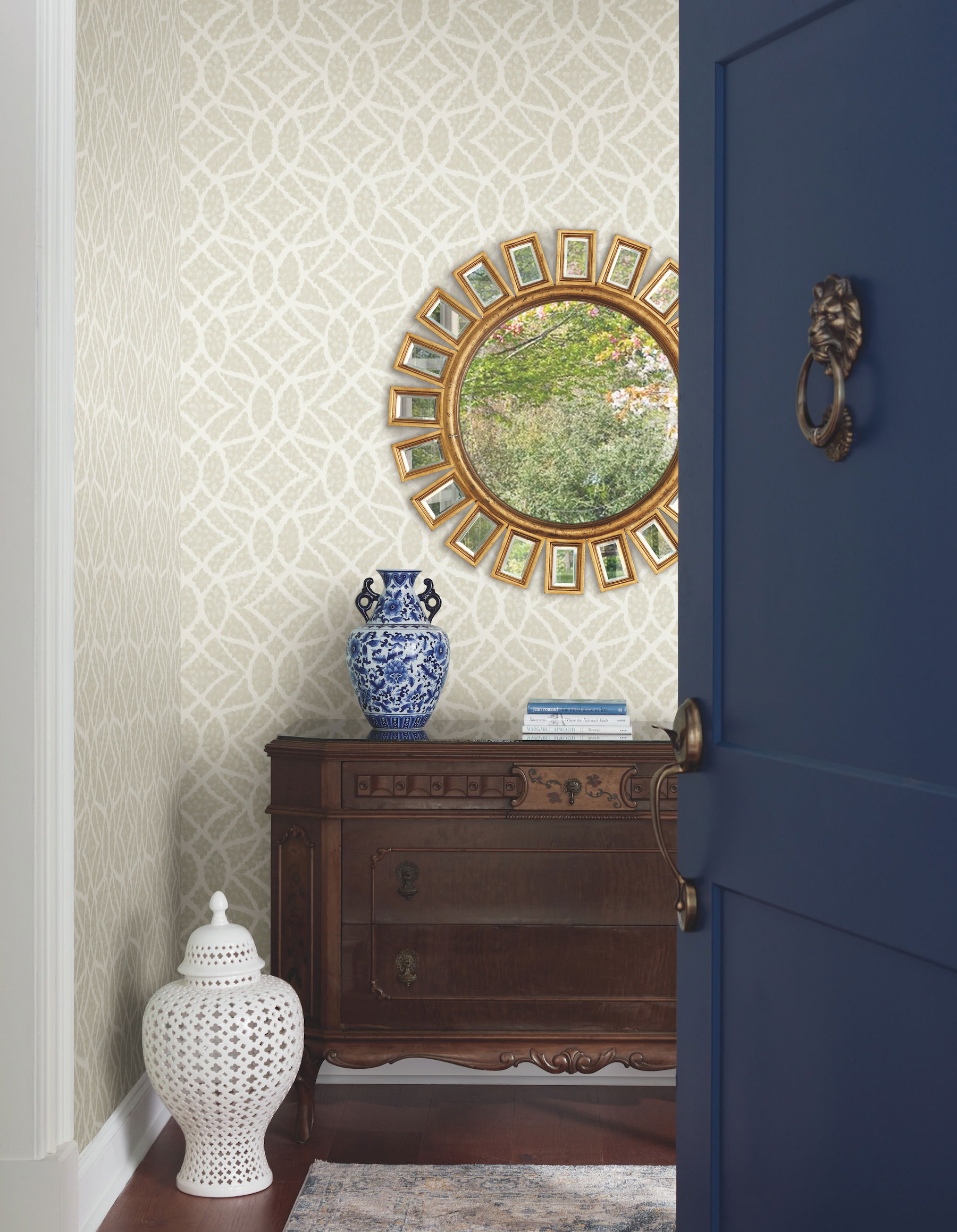 Boxwood Garden Beige Wallpaper large image 