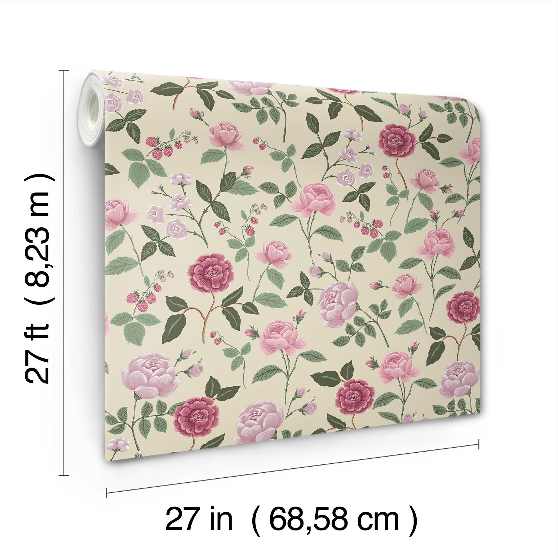 Roses Linen Wallpaper large image 
