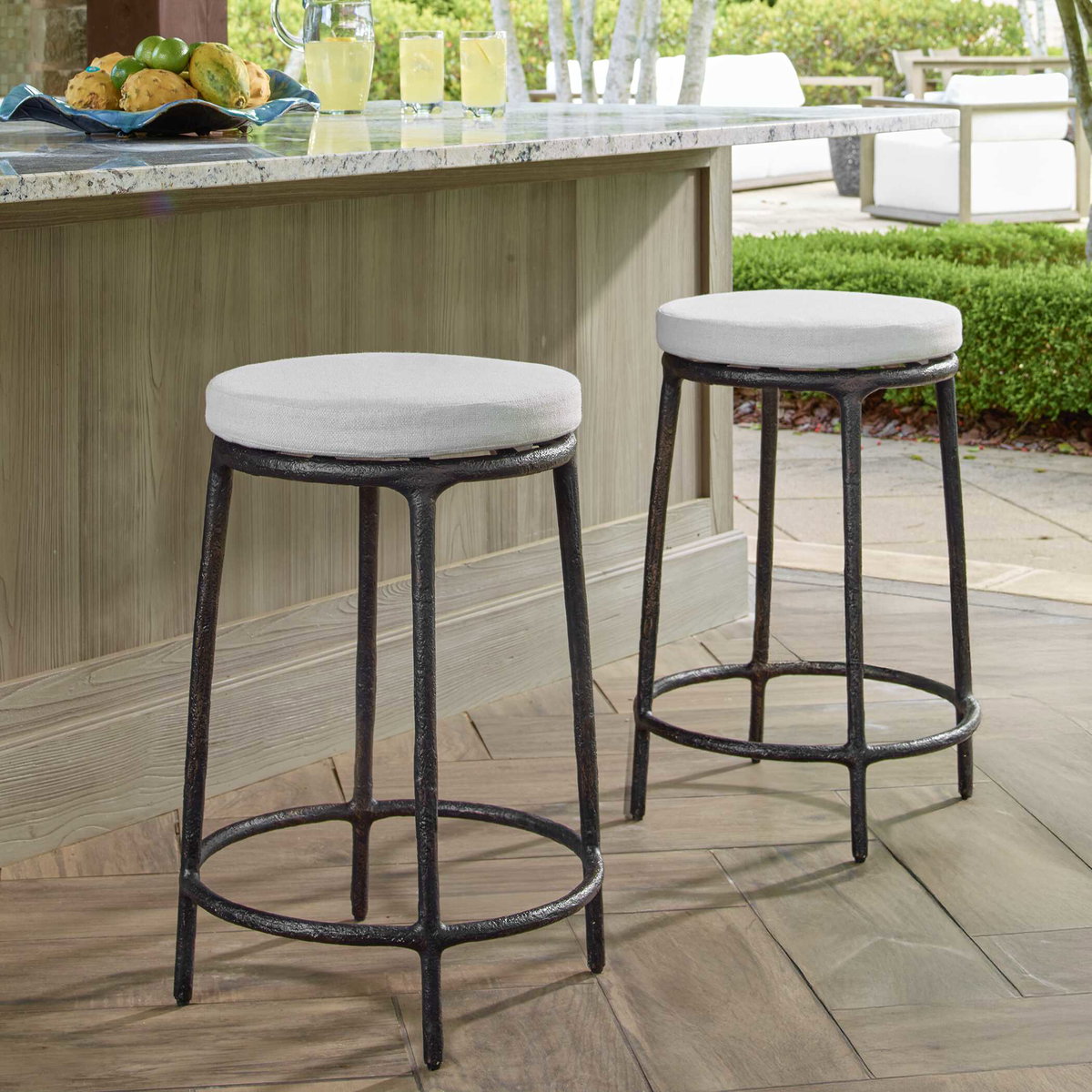 Thayer Outdoor Counter Stool, Furniture by Uttermost, 19.1" width x 26.5" height x 19.1" depth View 2