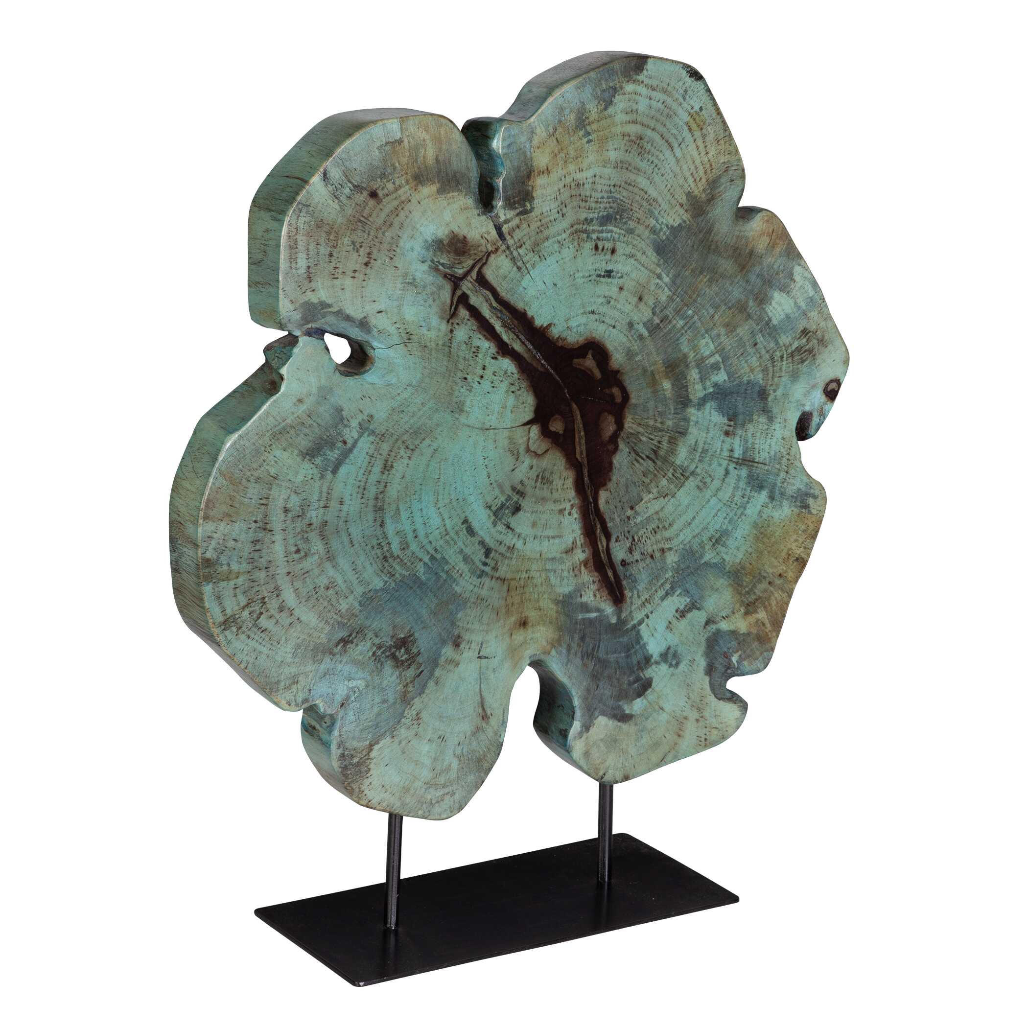 Bahati Wood Blue Sculpture, Decorative by Uttermost, 19.7" width x 22.8" height x 5.5" depth View 4