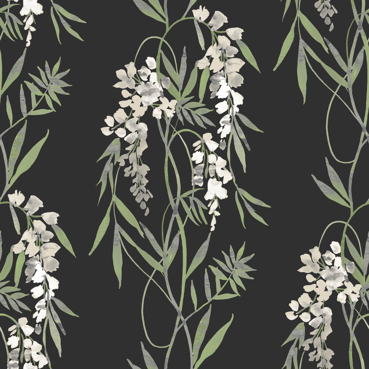 Nouveaux Wisteria Green Peel & Stick Wallpaper, by York Wall, 18' length x 1'8.5" width x 0.02" depth