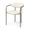Parker Curved Back Dining Arm Chair | Cream Fabric with Gold Metal, Dining Chair by Mercana, 21.46" length x 21.06" width x 28.74" height thumbnail 1