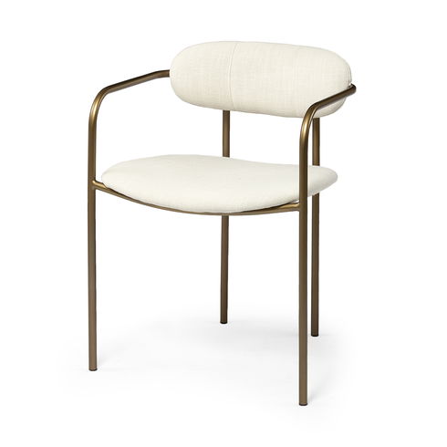 Parker I Cream Fabric Seat Gold Metal Frame Dining Chair