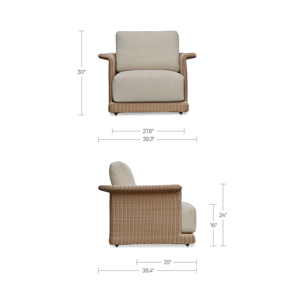 Meredith Outdoor Accent Chair Beige, Outdoor Chair by Moe's Home, 3'3.37" width x 2'6" height x 3'2.43" depth View 10