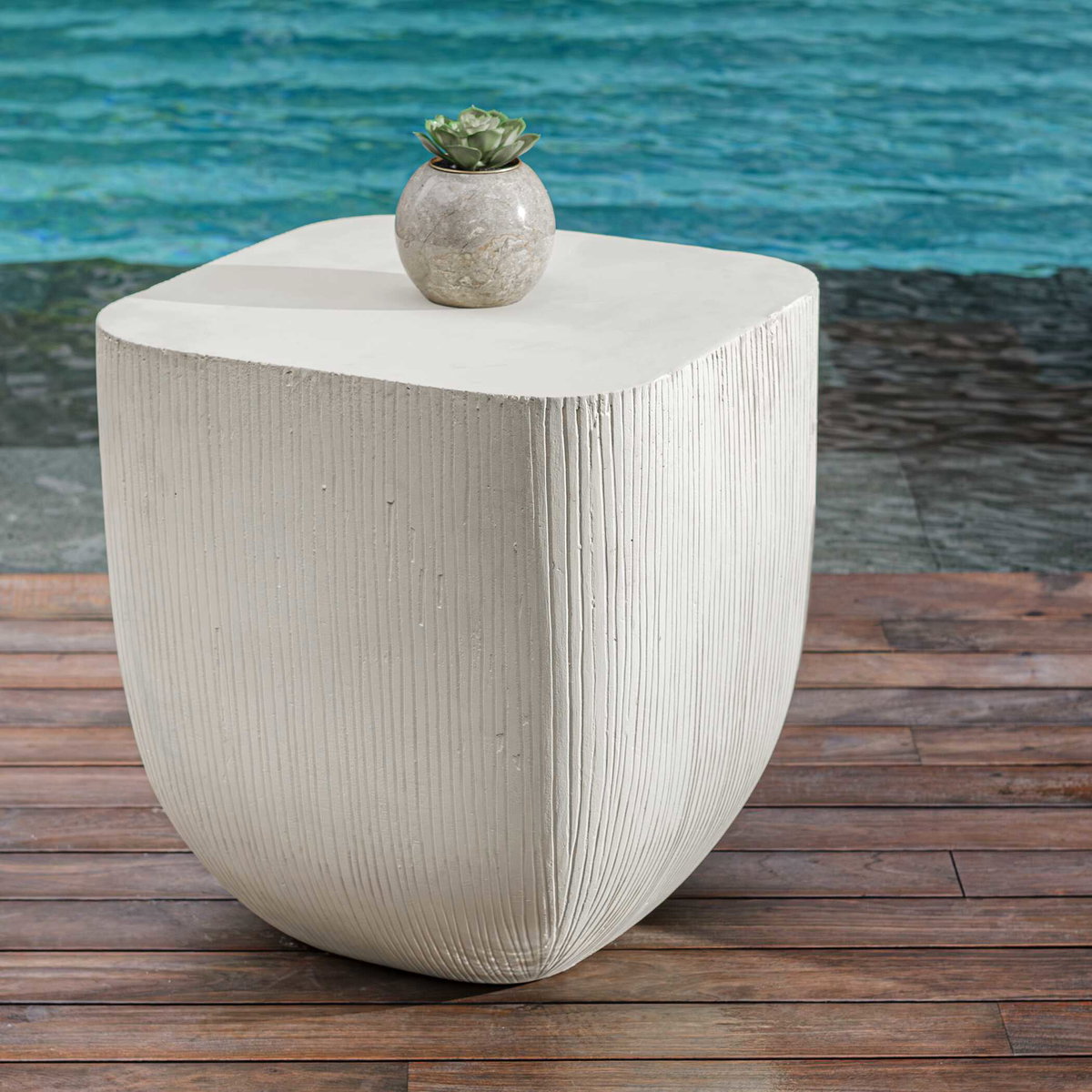 Alma Concrete Outdoor Side Table, Outdoor Table by Uttermost, 1'6" width x 1'8" height x 1'6" depth View 5