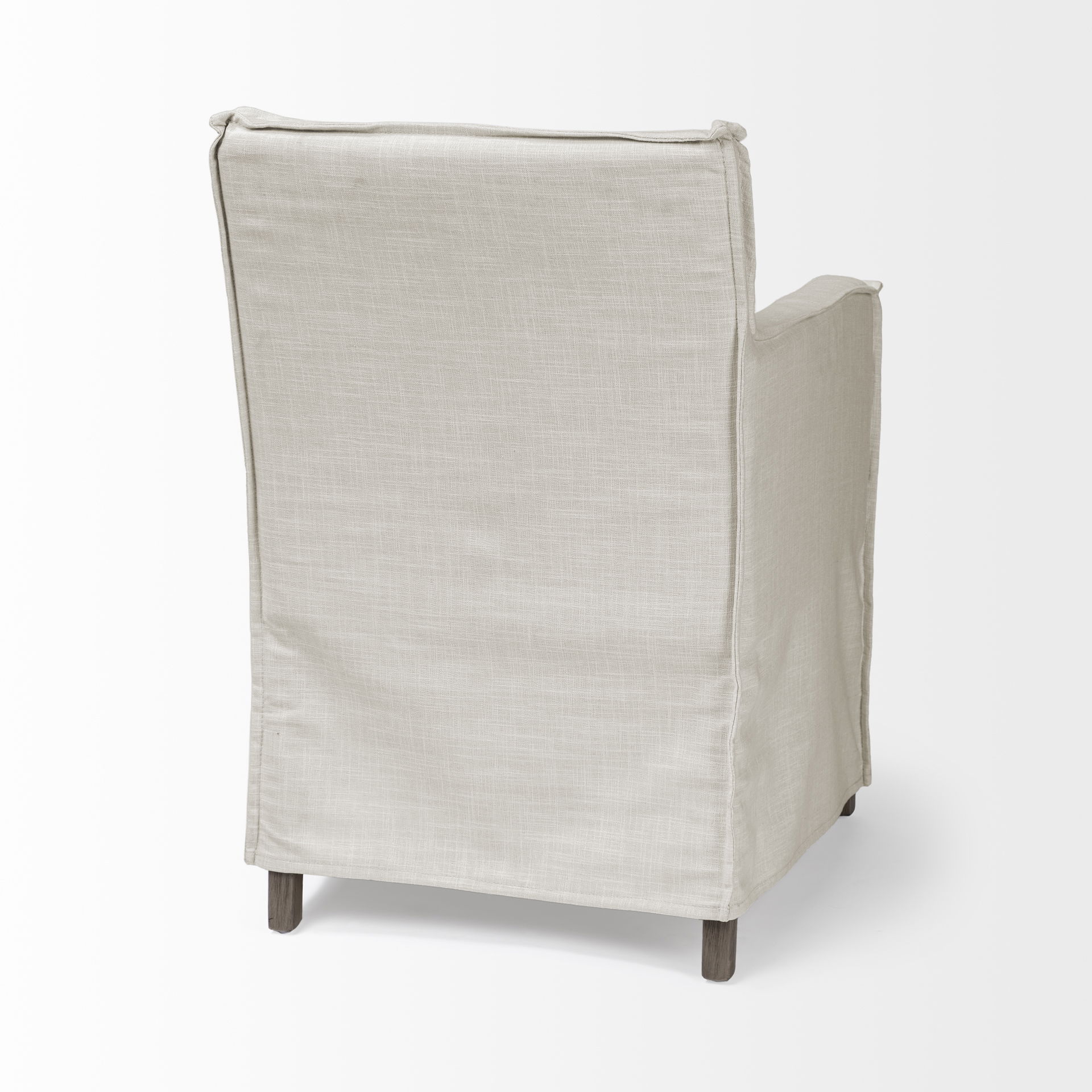 Elbert II Cream Fabric Slip-Cover Brown Wood Frame Dining Chair, by Mercana, 23.5" length x 22" width x 35.25" height View 7