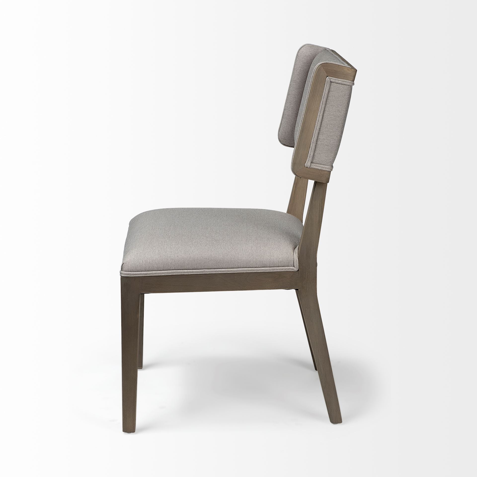 Tenton II Grey Fabric Seat Brown Wood Frame Dining Chair, by Mercana, 23.5" length x 19" width x 36.75" height View 3
