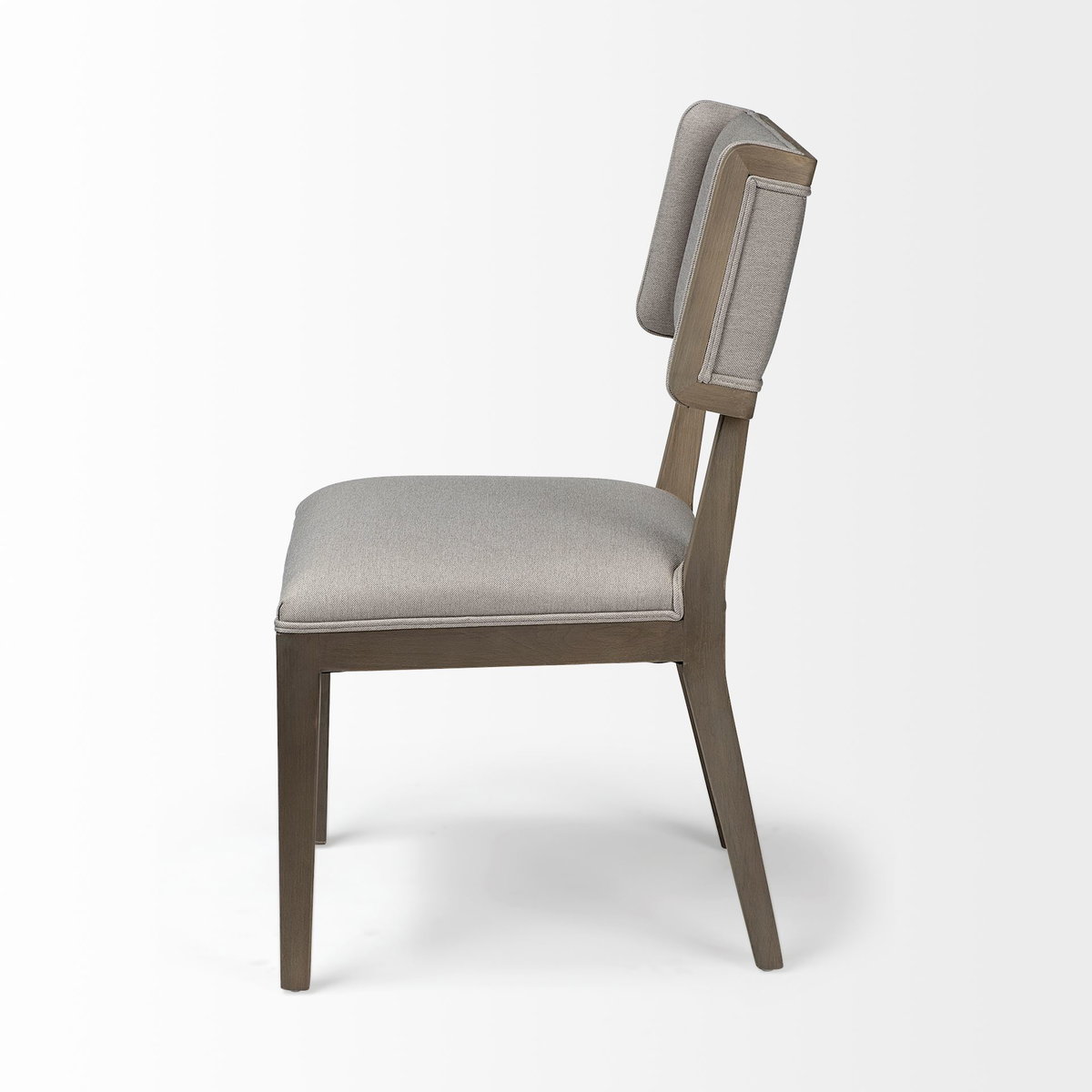 Tenton Open Back Dining Side Chair | Grey Fabric with Brown Wood, Dining Chair by Mercana, 23.5" length x 19" width x 36.75" height View 6