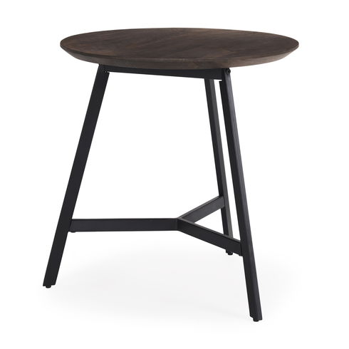 Todd Dark Brown Wood with Metal Legs Side Table