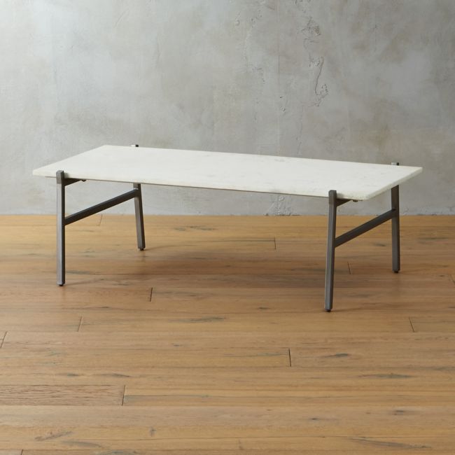 Online Designer Living Room Slab Small Marble Coffee Table with Antiqued Silver Base