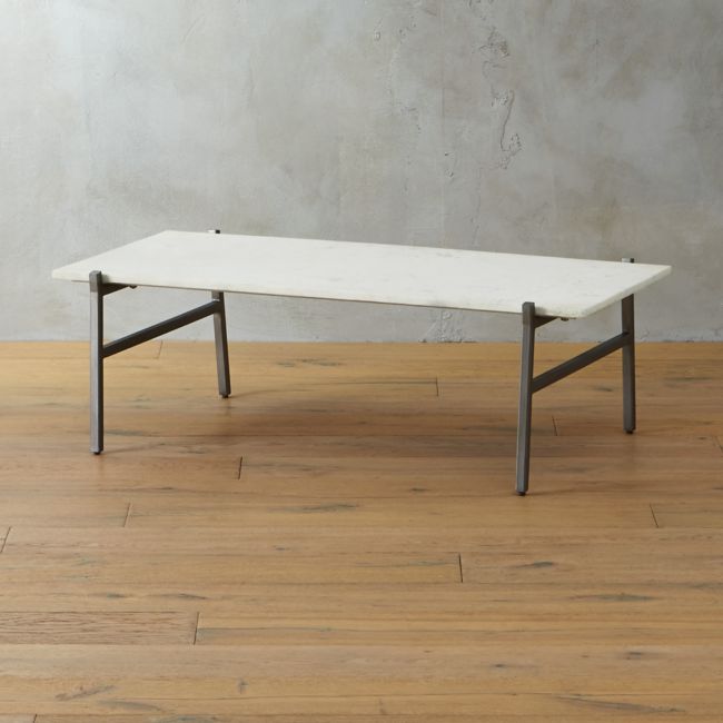 Online Designer Combined Living/Dining Slab Small Marble Coffee Table with Antiqued Silver Base