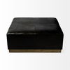 Minara 36' Square Black Leather Wrapped with Metal Base Ottoman thumbnail 3