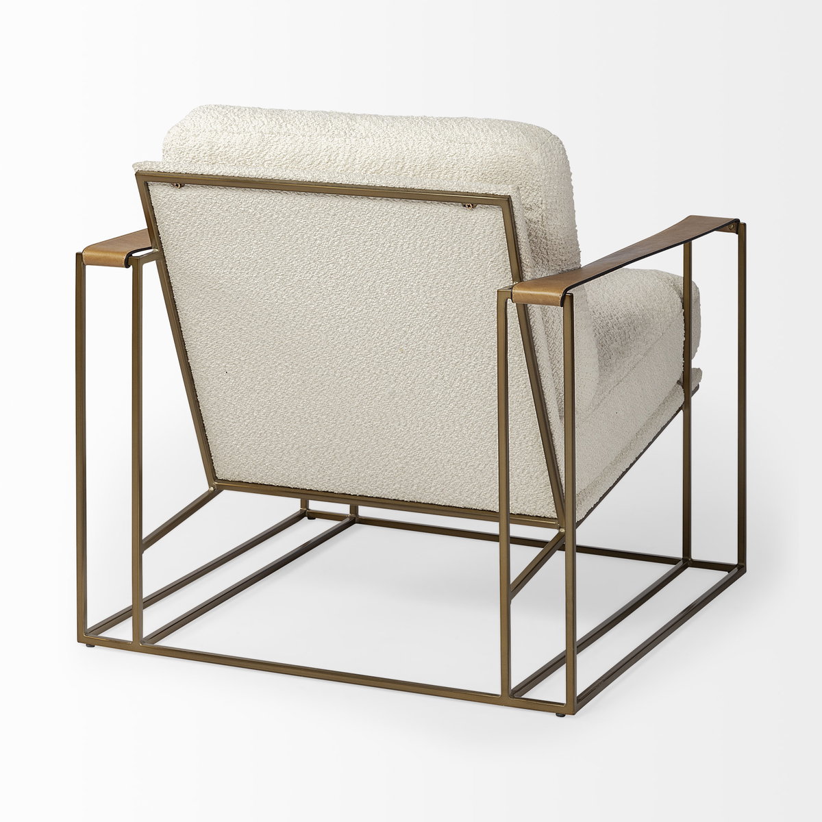 Watson Cream Fabric Wrap Gold Metal Frame Accent Chair, by Mercana, 30" length x 34.25" width x 29.13" height View 9