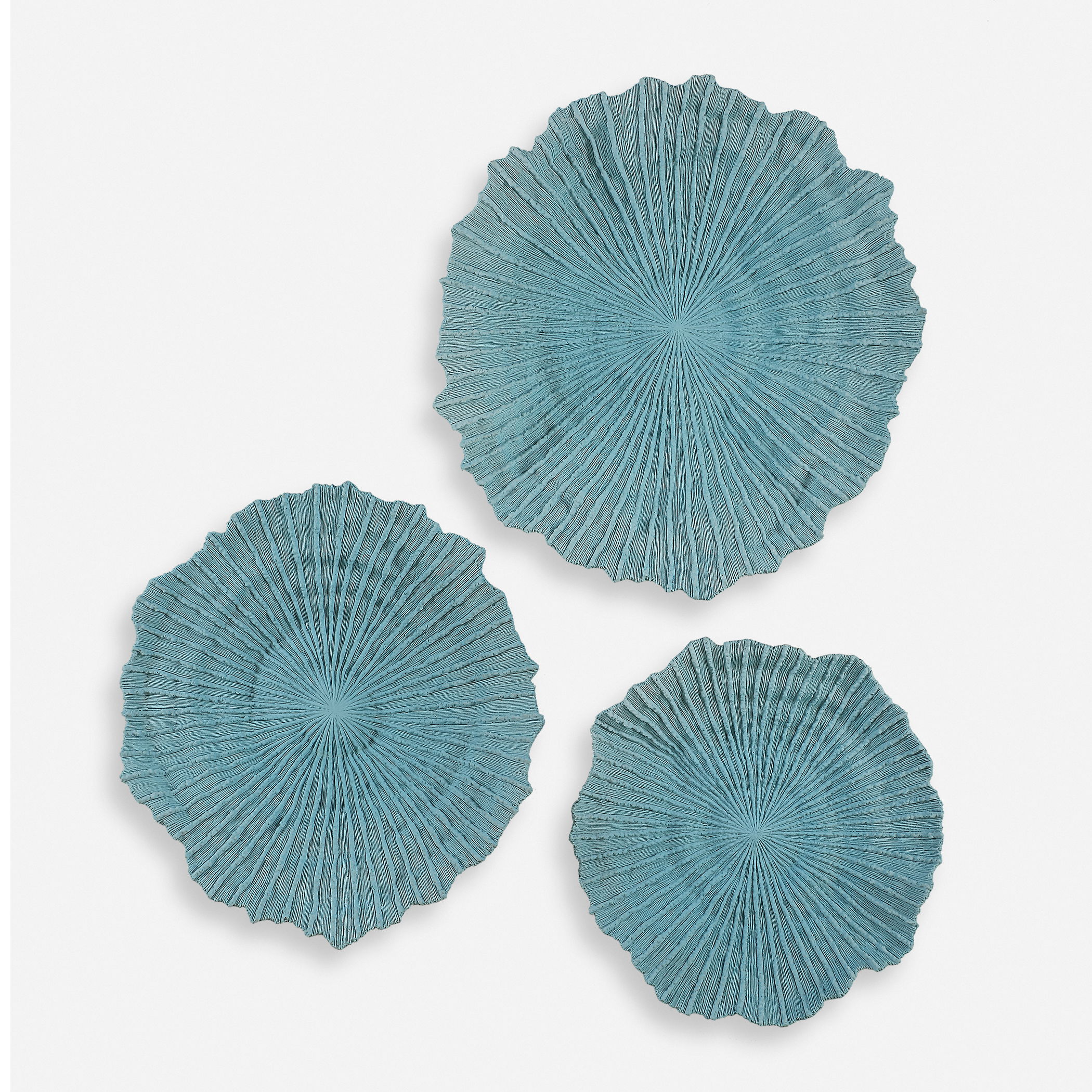 Ocean Gems Blue Wall Decor Set/3, Sculptural Wall Art by Uttermost, 22" width x 20.87" height x 3.94" depth View 1