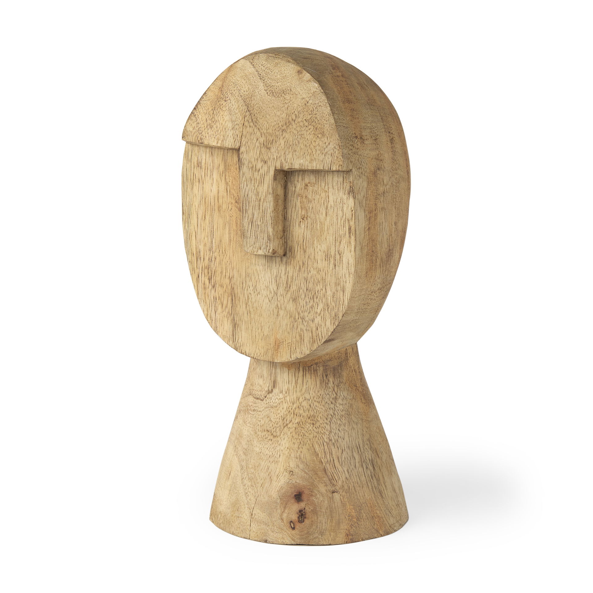 Ivan Medium Wooden Head Sculpture, Decorative Object by Mercana, 5.12" length x 4.72" width x 11.81" height View 1