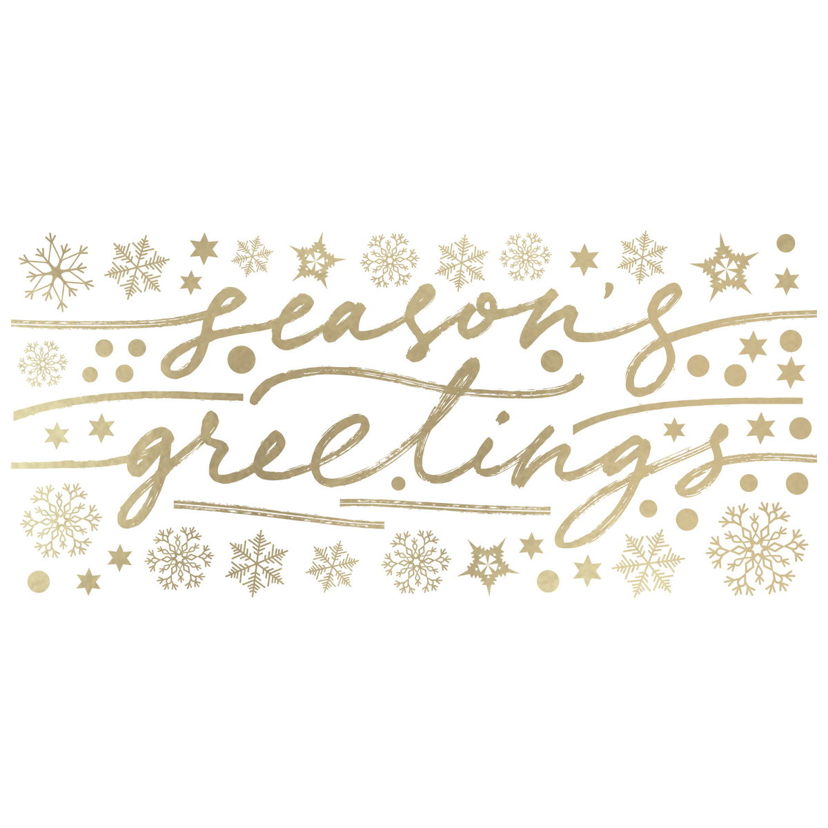 Season's Greetings Wall Decals With Metallic Ink, by York Wall, 3' length x 1'5.25" width x 0.02" depth